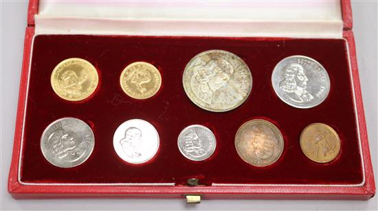 A cased South African 1966 coin proof set, two rand to one cent.